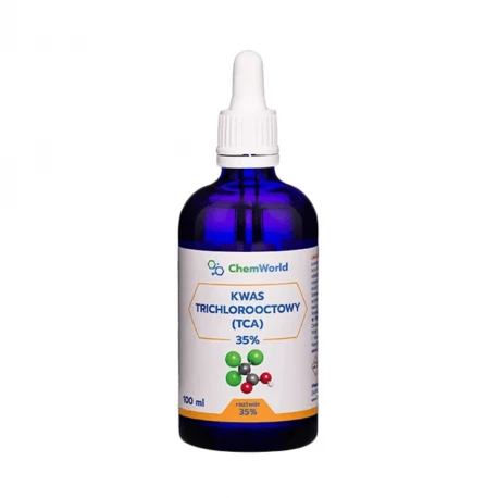 TCA Kwas Trichlorooctowy 35% Roztwór 100 ml Szklana Butelka z Pipetą ChemWorld