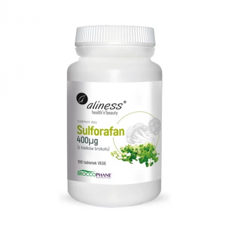 Sulforafan 400 mcg z Kiełków Brokułu BroccoPhane® Standaryzowany (100 tab) VEGE Aliness