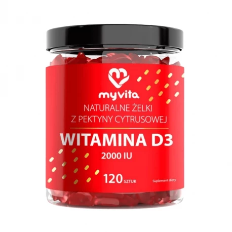 WITAMINA D3 2000 IU Naturalne Żelki z Pektyny Cytrusowej o Smaku Pomarańczowym (120 szt) MyVita