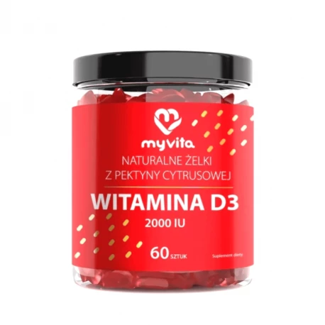 WITAMINA D3 2000 IU Naturalne Żelki z Pektyny Cytrusowej o Smaku Pomarańczowym (60 szt) MyVita