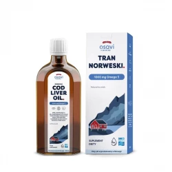 Tran Norweski 1000 mg Omega-3 Nienasycone Kwasy Tłuszczowe DHA i EPA o Naturalnym Smaku 250 ml Osavi