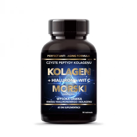 Kolagen Morski z Kwasem Hialuronowym i Witaminą C 500 mg (90 tab) INTENSON