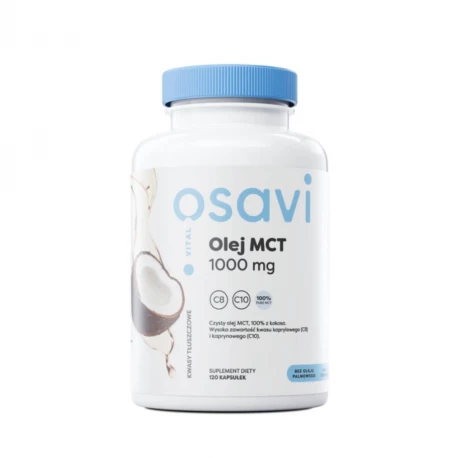 Olej MCT 1000 mg Czysty Olej MCT 100% z Kokosa (120 kaps) Osavi