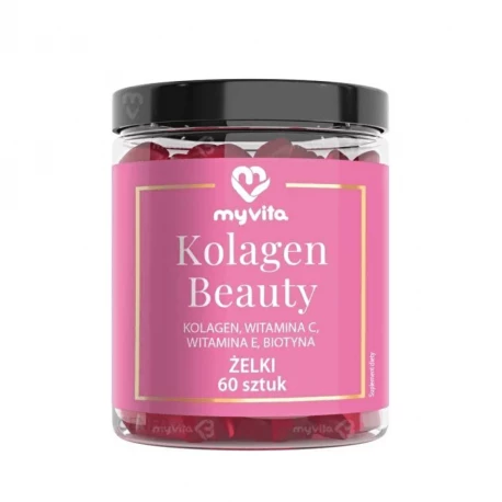 Kolagen Beauty Naturalne Żelki z Witaminą C Witaminą E i Biotyną (60 szt) MyVita