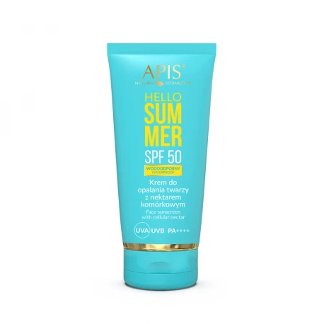 HELLO SUMMER Krem Przeciwsłoneczny do Opalania Twarzy z Nektarem Komórkowym SPF 50 Wodoodporny 50 ml Apis
