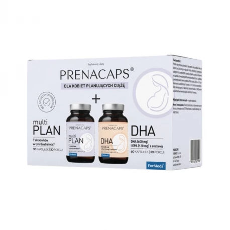 PRENACAPS Zestaw Multi PLAN + DHA Zestaw dla Kobiet Planujących Ciążę (90 kaps) ForMeds