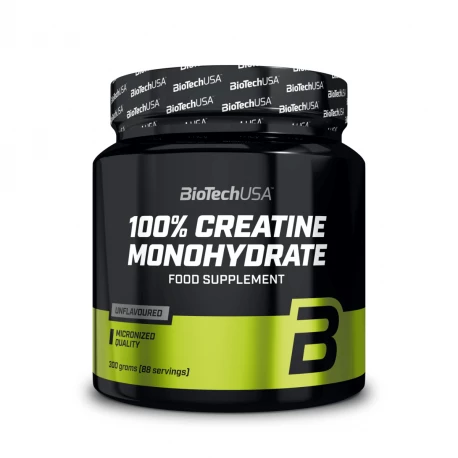 100% CREATINE MONOHYDRATE Mikronizowany Monohydrat Kreatyny Klasa Farmaceutyczna Sprawność Fizyczna Bezsmakowy 300 g BioTechUSA