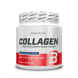 COLLAGEN Kolagen Kwas Hialuronowy Witamina C i E w Proszku - Czarna Malina Bez Cukru Bez Glutenu 300 g BioTechUSA