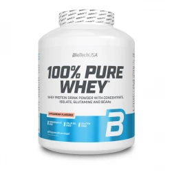 100% PURE WHEY Koncentrat i Izolat Białka Serwatkowego Odżywka Białkowa w Proszku Smak Truskawkowy Bez Glutenu 2270 g BioTechUSA