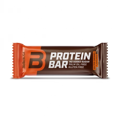 PROTEIN BAR Baton Białkowy z Polewą o Smaku Słonego Karmelu Niska zawartość cukru Bez Glutenu 70 g BioTechUSA