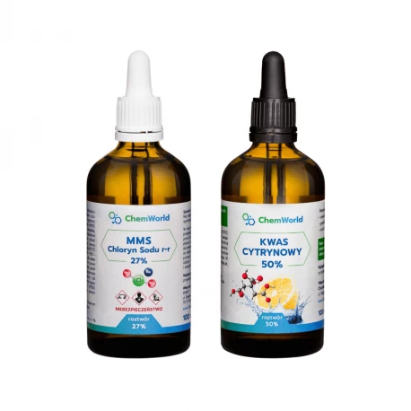 Zestaw MMS Chloryn Sodu 27% 100 ml + Aktywator Kwas Cytrynowy 50% 100 ml ChemWorld