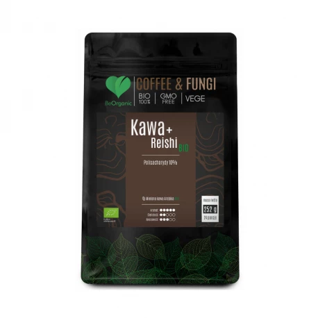 COFFEE & FUNGI Kawa Arabica Mielona + Reishi Ekstrakty z grzybów BIO VEGE 252 g BeOrganic
