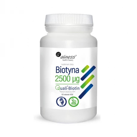 Biotyna 2500 mcg Witamina B7 Włosy Skóra Paznokcie (120 tab) Aliness
