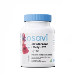 MetyloFolian i Metyl-B12 Metylowane formy Kwasu Foliowego i Witaminy B12 Wegańskie (60 kaps) Osavi