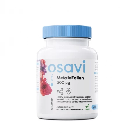 MetyloFolian 600 mcg Metylowana forma Kwasu Foliowego VEGE (60 kaps) Osavi
