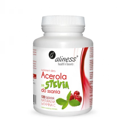 Acerola ze Stevią do Ssania (120 tab) Naturalna Witamina C Aliness