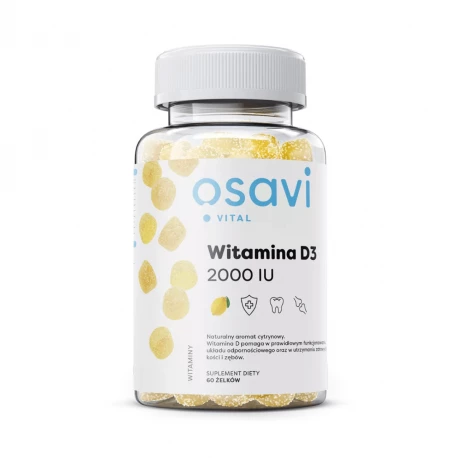 Witamina D3 2000 IU Żelki o Smaku Cytrynowym dla Dzieci 4+ i Dorosłych (60 szt) Osavi