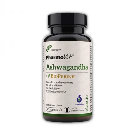 Ashwagandha + BioPerine Ekstrakt Standaryzowany (90 kaps) Pharmovit