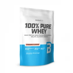 100% PURE WHEY Koncentrat i Izolat Białka Serwatkowego Odżywka Białkowa w Proszku Smak Truskawkowy 454 g BioTechUSA