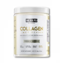 Czysty Hydrolizowany Keto Kolagen Wołowy z Olejem MCT w Proszku - Francuska Wanilia 300 g BeKeto