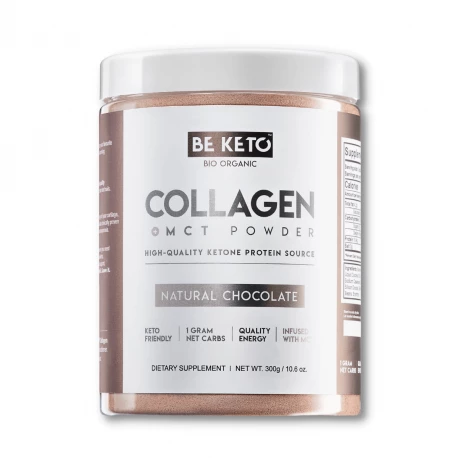 Czysty Hydrolizowany Keto Kolagen Wołowy z Olejem MCT w Proszku - Naturalna Czekolada 300 g BeKeto