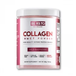 Czysty Hydrolizowany Keto Kolagen Wołowy z Olejem MCT w Proszku - Dzika Malina 300 g BeKeto