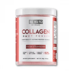 Czysty Hydrolizowany Keto Kolagen Wołowy z Olejem MCT w Proszku - Świeża Truskawka 300 g BeKeto