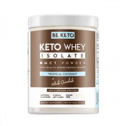 KETO Izolat Białka z Olejem MCT w Proszku - Kokos i Biała Czekolada 300 g BeKeto