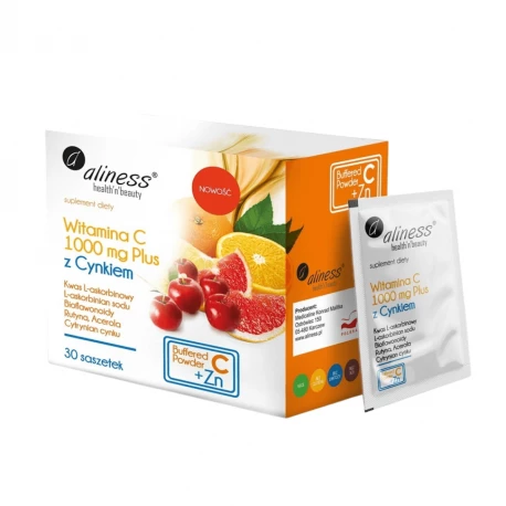 Witamina C 1000 mg z Cynkiem (30 saszetek) Odporność Aliness