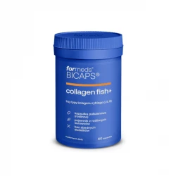 BICAPS Collagen Fish+ Kolagen typ. I + II + III Chondroityna Glukozamina Kwas Hialuronowy (60 kaps) ForMeds