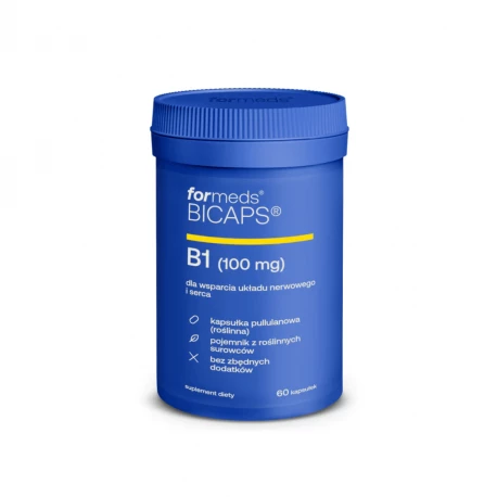 BICAPS Witamina B1 100 mg Tiamina Wsparcie Układu Nerwowego i Serca (60 kaps) ForMeds