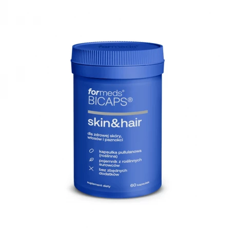 BICAPS Skin&Hair Włosy Skóra Paznokcie Biotyna + Cynk + Selen + MSM + Krzem + Witamina E (60 kaps) ForMeds