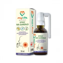 Spray na Gardło z Propolisem Porostem Islandzkim i Prawoślazem dla Dzieci i Dorosłych 50 ml Myvita