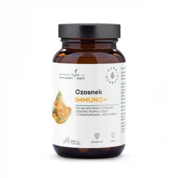 Czosnek IMMUNO+ 700 mg Ekstraktu + Cynamonowiec i Bez Czarny Odporność (60 kaps) Aura Herbals