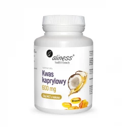 Kwas Kaprylowy 600 mg Olej MCT z Kokosa (90 kaps) Wsparcie Trawienia Aliness