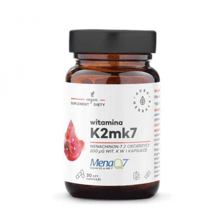 Witamina K2 MK-7 Menachion-7 z Ciecierzycy 200 mcg (30 kaps) Aura Herbals