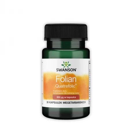 Kwas Foliowy Folate Metylofolian Quatrefolic 800 mcg (30 kaps) Swanson