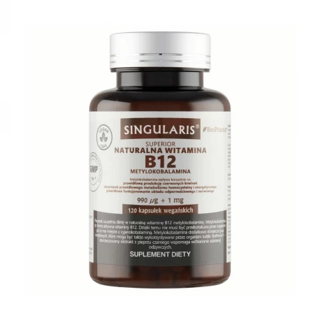 Witamina B12 990 ug + BioPiperine (120 kaps) Metylokobalamina SINGULARIS