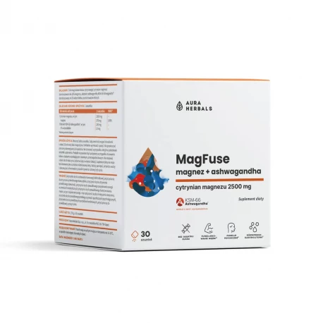 Cytrynian Magnezu 2500 mg MagFuse Magnez + Ashwagandha KSM-66 (30 sasz) Aura Herbals