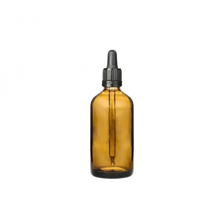 Butelka Szklana Brązowa z Pipetą Biała 100 ml