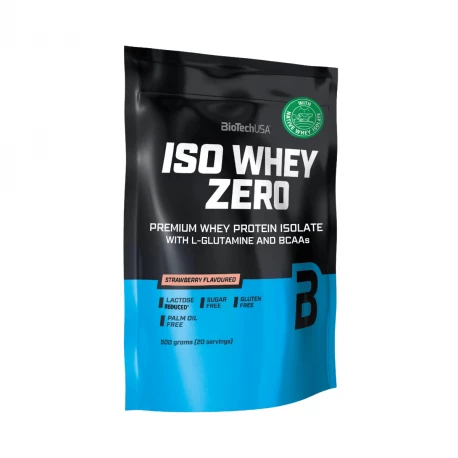 ISO WHEY ZERO Izolat Białka Serwatkowego Odżywka Białkowa z BCAA i Glutaminą Smak Truskawkowy 500 g BioTechUSA