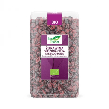 Żurawina Suszona Cięta Niesłodzona BIO Ekologiczna Bez Cukru 1 kg Bio Planet