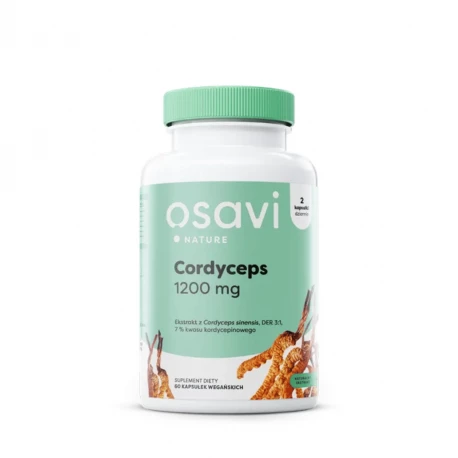 Cordyceps 1200 mg Ekstrakt z Grzybni Maczużnika Chińskiego VEGE (60 kaps) Osavi