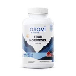 Tran Norweski 1000 mg Omega-3 Nienasycone Kwasy Tłuszczowe DHA i EPA z Aromatem Cytrynowym (180 kaps) Osavi