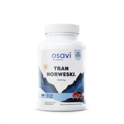 Tran Norweski 1000 mg Omega-3 Nienasycone Kwasy Tłuszczowe DHA i EPA z Aromatem Cytrynowym (90 kaps) Osavi