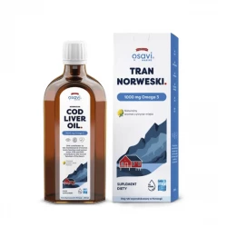Tran Norweski 1000 mg Omega-3 Nienasycone Kwasy Tłuszczowe DHA i EPA z Aromatem Cytrynowo-Miętowym 250 ml Osavi
