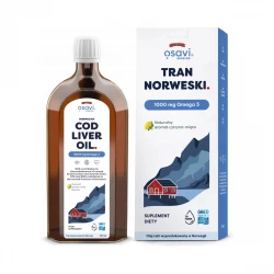 Tran Norweski 1000 mg Omega-3 Nienasycone Kwasy Tłuszczowe DHA i EPA z Aromatem Cytrynowo-Miętowym 500 ml Osavi