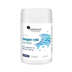 Kolagen Rybi PLUS 5000 mg (Typ I i III) OptiMSM Siarka + Witamina C Proszek 157,5 g Aliness