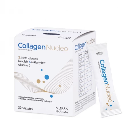 Kolagen Collagen Nucleo Hydrolizowany Rybi Morski + Wołowy + Witamina C Nukleotydy (30 sasz) Norsa Pharma