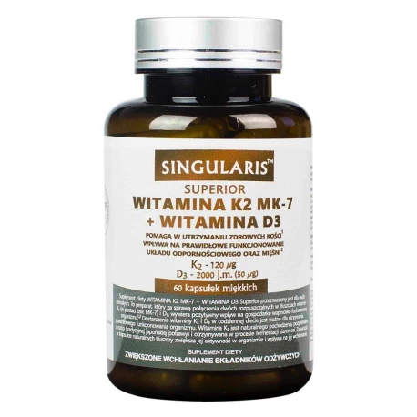 Witamina K2 MK-7 + D3  Superior (60kaps) SINGULARIS